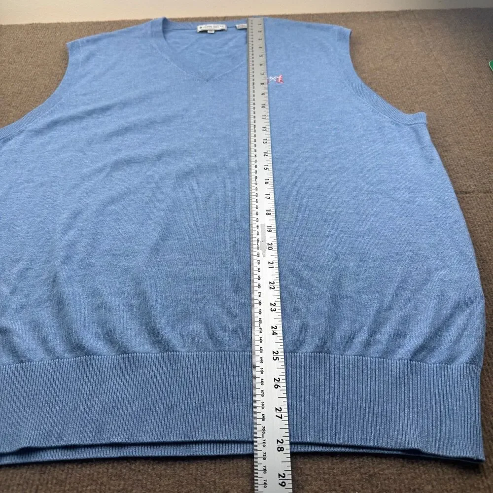 Peter Millar Sweater Vest Silk/Cotton/Cashmere V-Neck Men's Xl Blue NGLA Logo